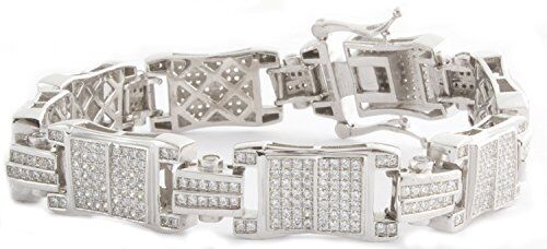 Sterling Silver Men's Silver-Tone Cz Cubic Zirconium Fancy Sterling Silver Men's Silver-Tone Cz Cubic Zirconium Fancy