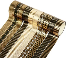 10 Rolls Washi Tape Set Masking Black Gold Foil Print Decorative Tape