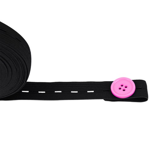 25mm Button Holes Elastic Black & White Stretchable Flat Sewing Dress 1-100m - Picture 8 of 21
