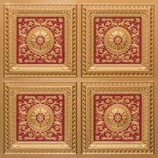 3D Tin Look D1291 Gold-Red PVC Glue Up Ceiling Tiles 2x2 Pack/6