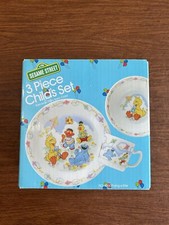 1986 Sesame Street 3 Piece Child s Set Porcelain No. 8000 Flying A Kite
