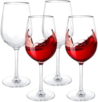 Set di 4 grandi bicchieri da vino in plastica da 550 ml, infrangibili ...