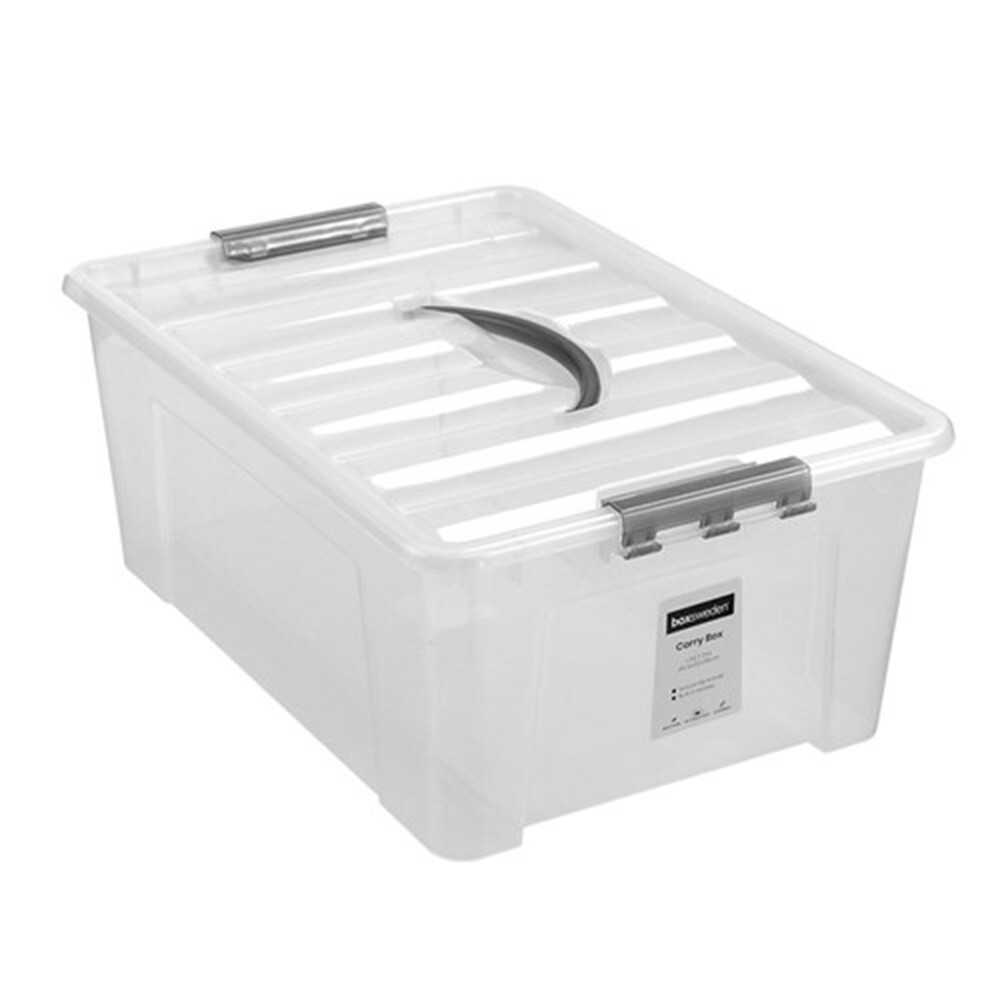 20L Plastic Storage Container Carry Box W/Handle Organiser Bin Tubs ...