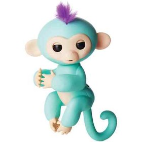 Fingerlings Zoe Interactive Pet Baby Monkey Toy Teal w/ Purple Hair WowWee