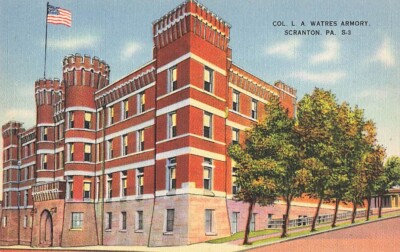 Postcard Colonel LA Watres Armory Scranton Pennsylvania PA
