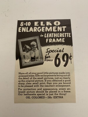 c.1940's Elko Photo Framed Enlargement Advertising Brochure
