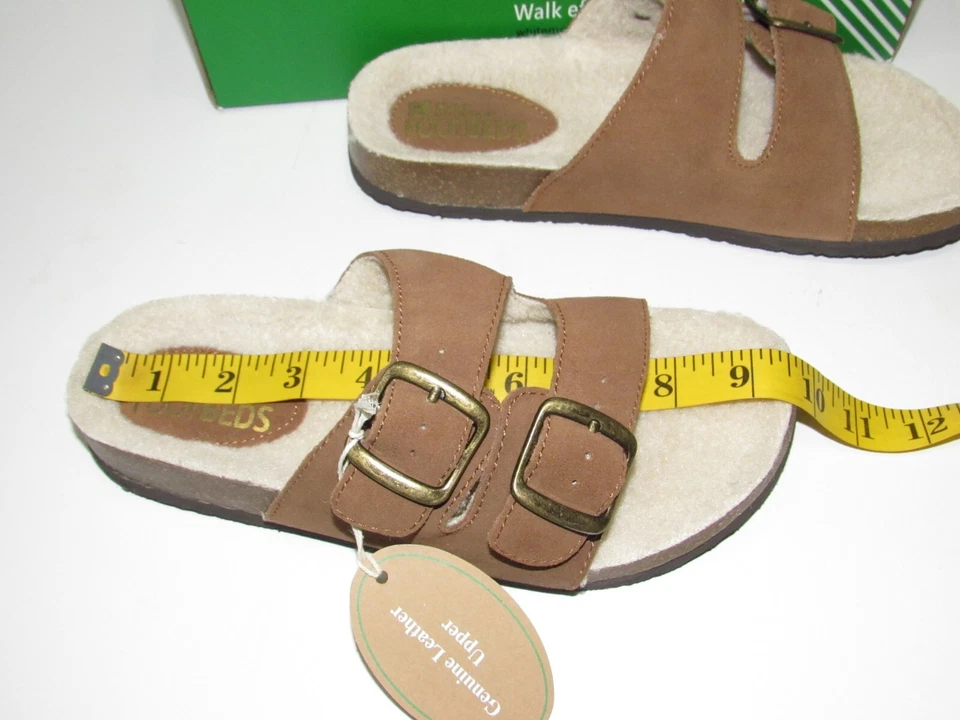 Sandalias White Mountain para mujer talla 7 de cuero engrasado forradas de sherpa con hebilla castaño Foto 3 de 4