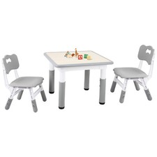 Toddler Table and Chairs, 23.6"X23.6"Kids Table And Chair Set, Grey