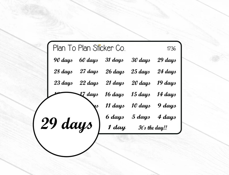 1736~~Script Countdown Planner Stickers.
