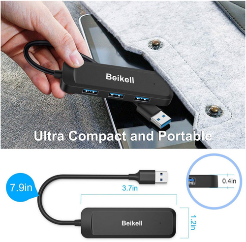 USB 3.0 Hub, 4-Port Ultra Slim USB Hub for MacBook, MacBook Air/Pro/Mini - Afbeelding 5 van 8