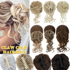 Natural Clip on in Messy Bun Hair Piece Extension Wedding Updo Hair Claw Clip US