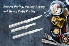 Rada 3 pc Set Granny Paring Knife, Peeling , Heavy Duty Paring (Silver Handle)