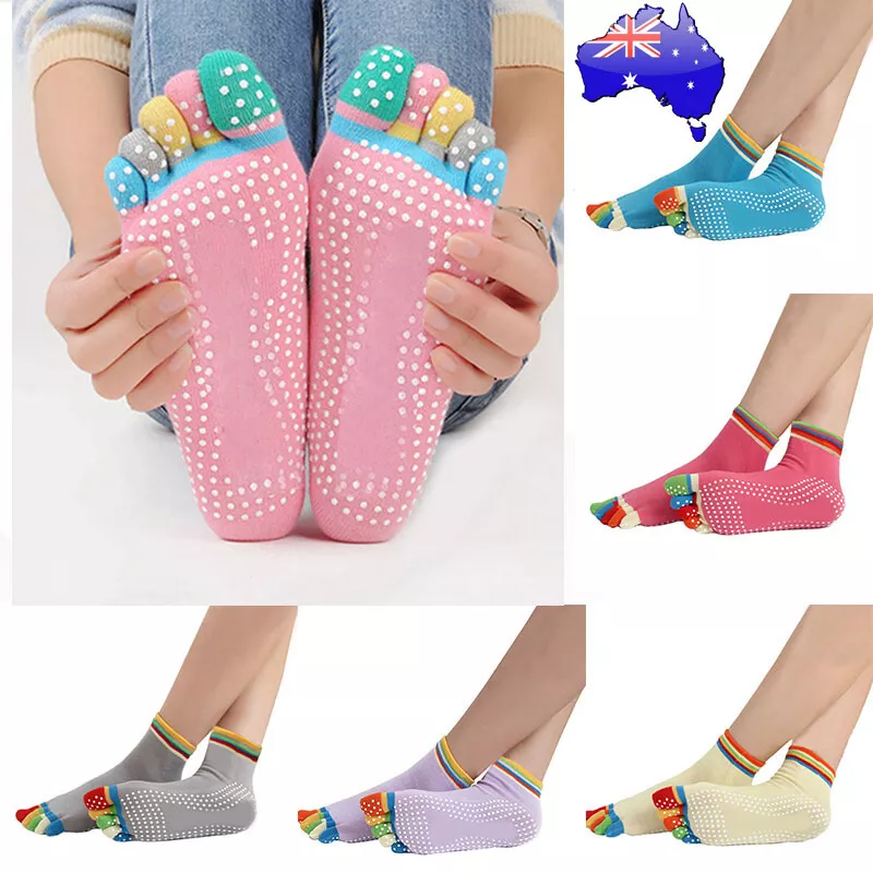 Anti-slip Grip Socks 5 Toes Cotton Socks Exercise Sports Pilates