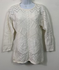 The Peruvian Connection Pima Cotton Ivory Knit Sweater Jumper
