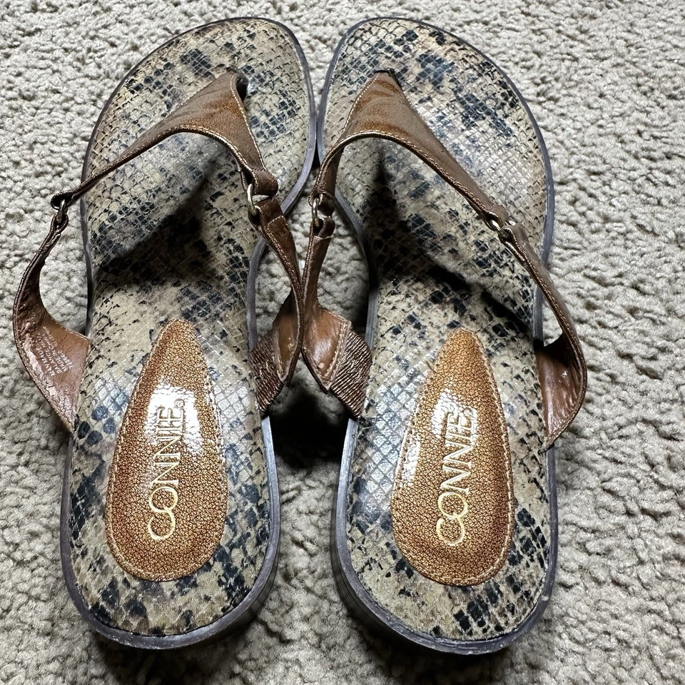 Sandalias Connie Mujer Talla 10M Tanga Estampado Animal Serpiente Chanclas Verano Foto 4 de 4
