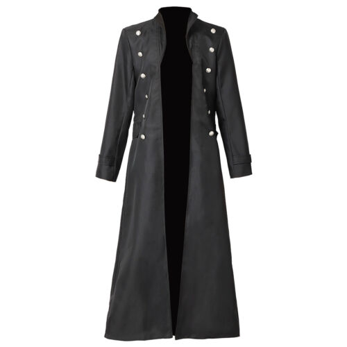 Herren Gothic Steampunk Smoking lange Jacke Mantel Halloween Vampir Cosplay Kostüm - Bild 8 von 16