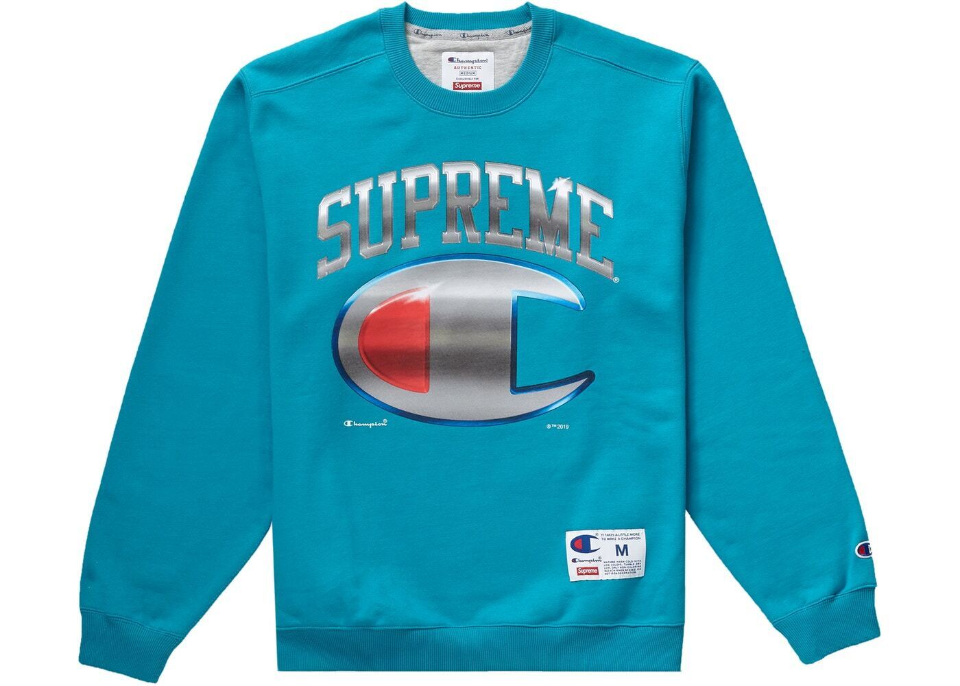 Supreme Champion Chrome Crewneck Dark Teal XL SS19 New Authentic Rare XL  KAWS