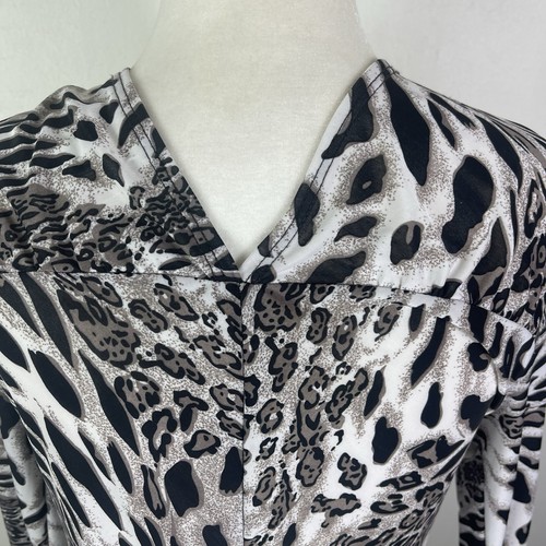 BOSTON PROPER Y2K Leopard Print Sexy V Neck Top Size S Ruched Fitted Gemma SOA - Picture 2 of 10