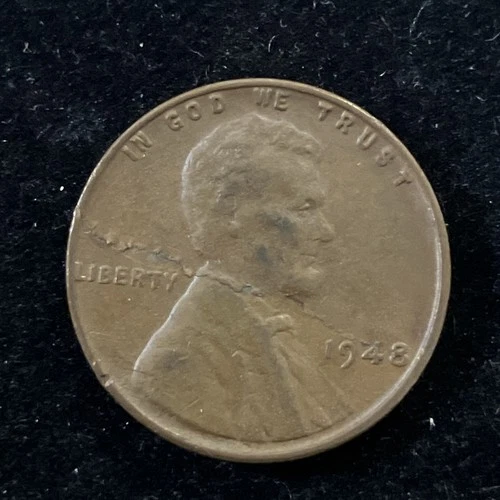 1948-P Lincoln Wheat Cent Cracked Die Error Coin: Large Crack In VG Condition
