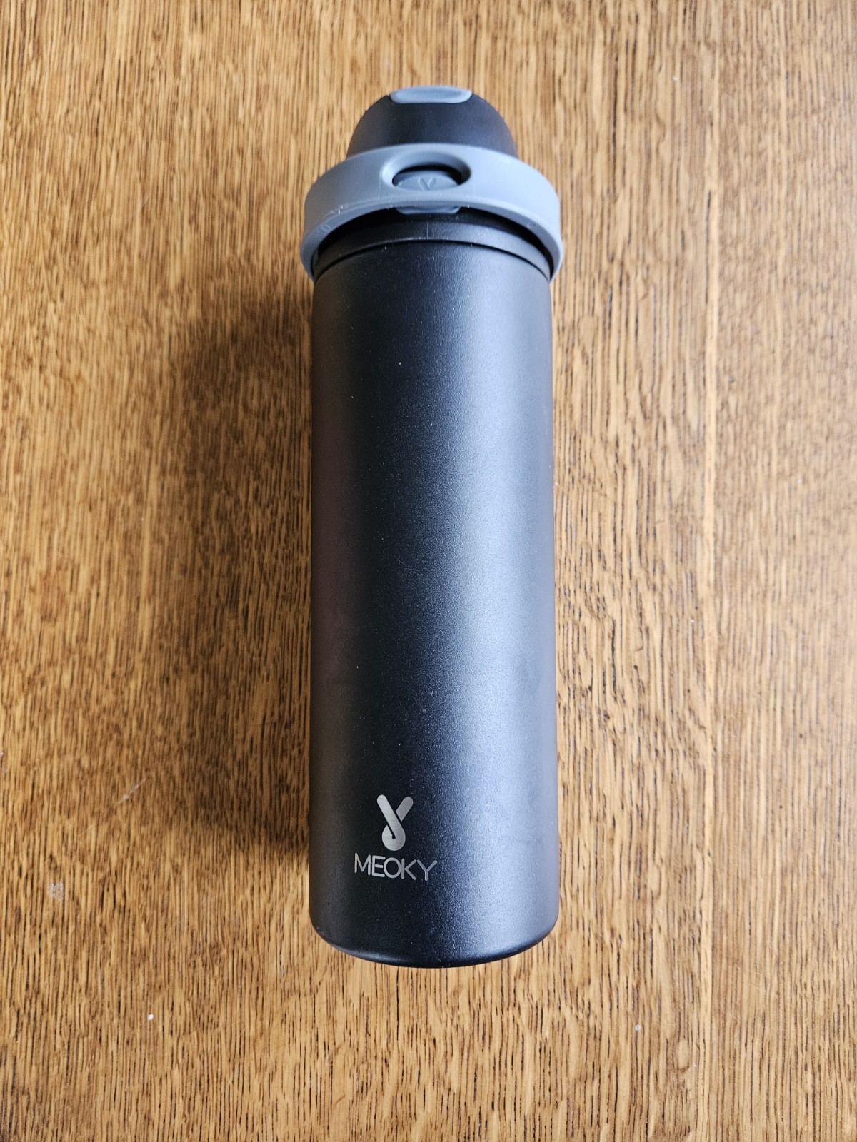 MEOKY Black Flip Top Water Bottle with Straw, Secure Lid, Pl