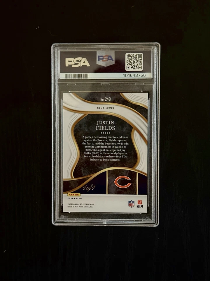 2023 Panini Select - Club Level Justin Fields #249 Dragon Scale Black Prizm 1/1 - Image 2 of 2