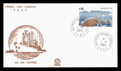 DR WHO 1983 FRENCH ANTARCTIC FSAT FDC ILE DES APORES SHIP CACHET w29446
