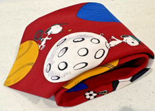 Vintage 90's Neck Tie Authentic Peanuts Snoopy Sports Ball Polyester Red