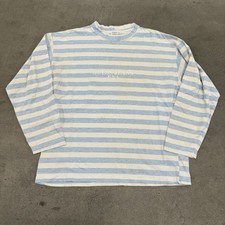 Vintage Guess Jeans USA 90s Striped Long Sleeve Mens T Shirt Size M Blue/White