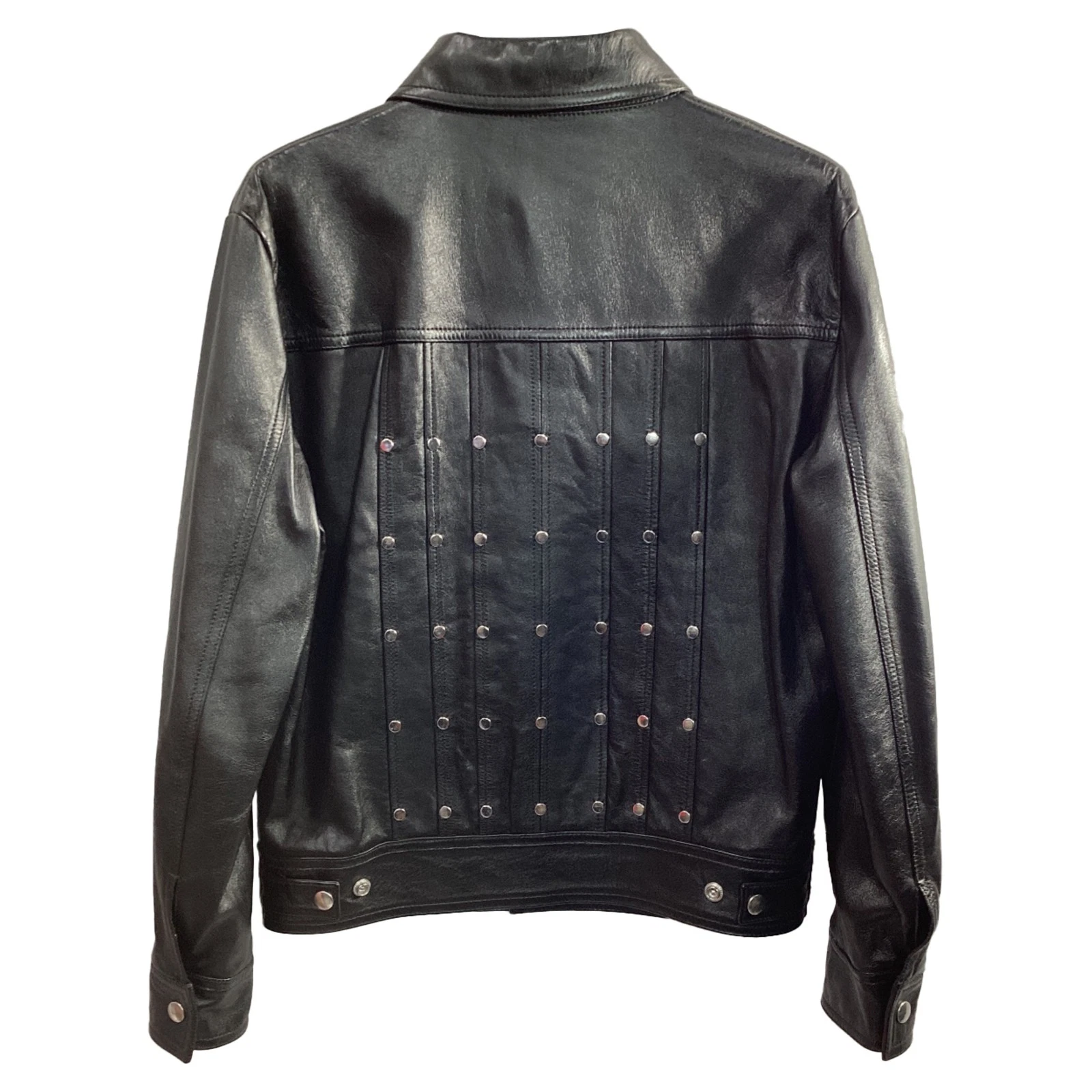 Giacca Celine X Hedi Slimane con borchie in pelle di agnello uomo nera taglia 46