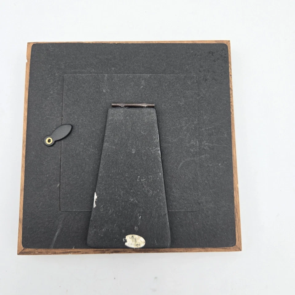 Rustic Wood & Metal Square 3.5" Picture Frame Fishbone Detail Freestanding Cabin - Image 3 of 4