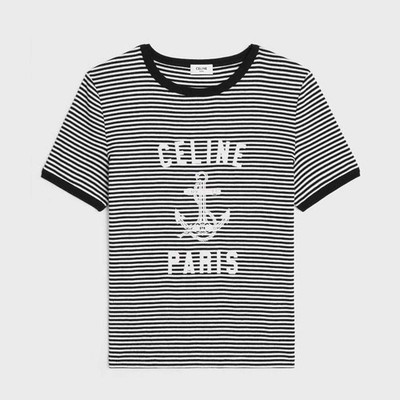 CELINE Black/White Striped 70's Anchor Ringer T-Shirt Size XS | eBay