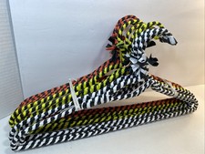 12 Hand Crocheted Woven Plastic Ribbon Covered Wire Hangers Orange Black White Y