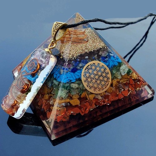 Chakra Pyramid - Seven Chakra Pyramid - Orgonite Pyramid for Energy Healing -...