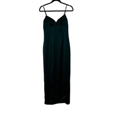 New Reformation Sathia Satin Maxi Dress Forest Green Women's 4