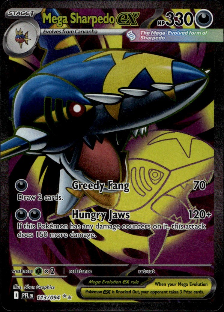 MEGA SHARPEDO EX 113/094 ULTRA RARE PHANTASMAL FLAMES POKEMON HOLO NM/M