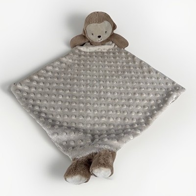 Monkey Minky Lovey Blanket Brown Plush Feet Baby Blankie Soother
