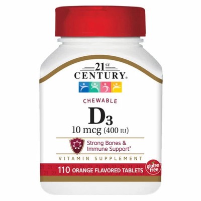 Vitamin D3 Orange Chewable 400 IU 110 Tabs 10mcg