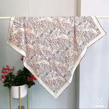 Pure 14 Momme Twill Silk cashew Print Square Bandanna Shawl Scarf Wrap 88X88cm