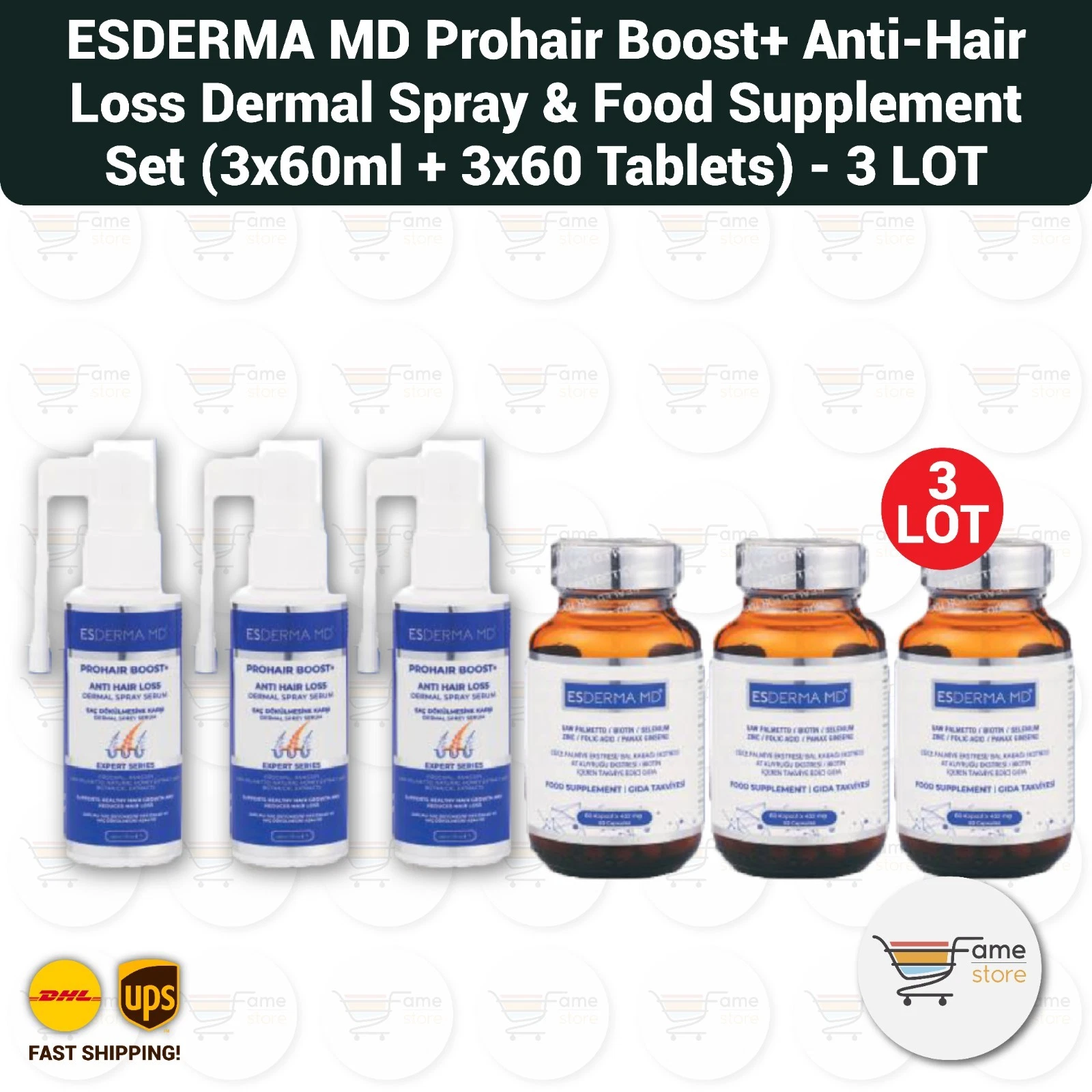Esderma MD Prohair Boost+ Anti Hair Loss Hair Set (Vitamin + Spray Serum) - 3LOT