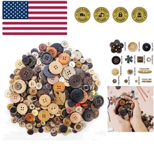 Coconut Shell Wooden Buttons - 600 Mixed Sizes for Creative Projects