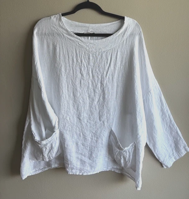 Top manga dolman 100% lino puro mujer talla M/L Italia Foto 3 de 4