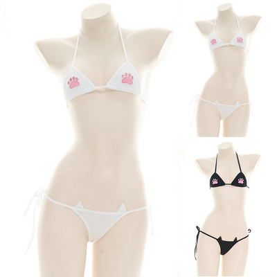 Süßes Kawaii Bikini Dessous Set mit verstellbarer Schnürung Brust und Taille