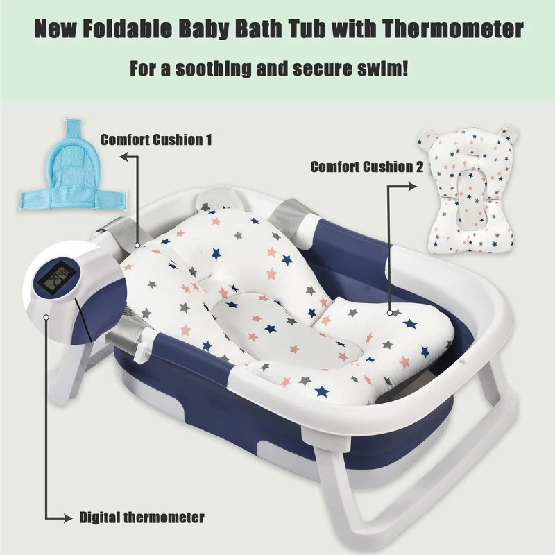 Bañera bebé bañera con cojín red de baño azul Foto 4 de 4