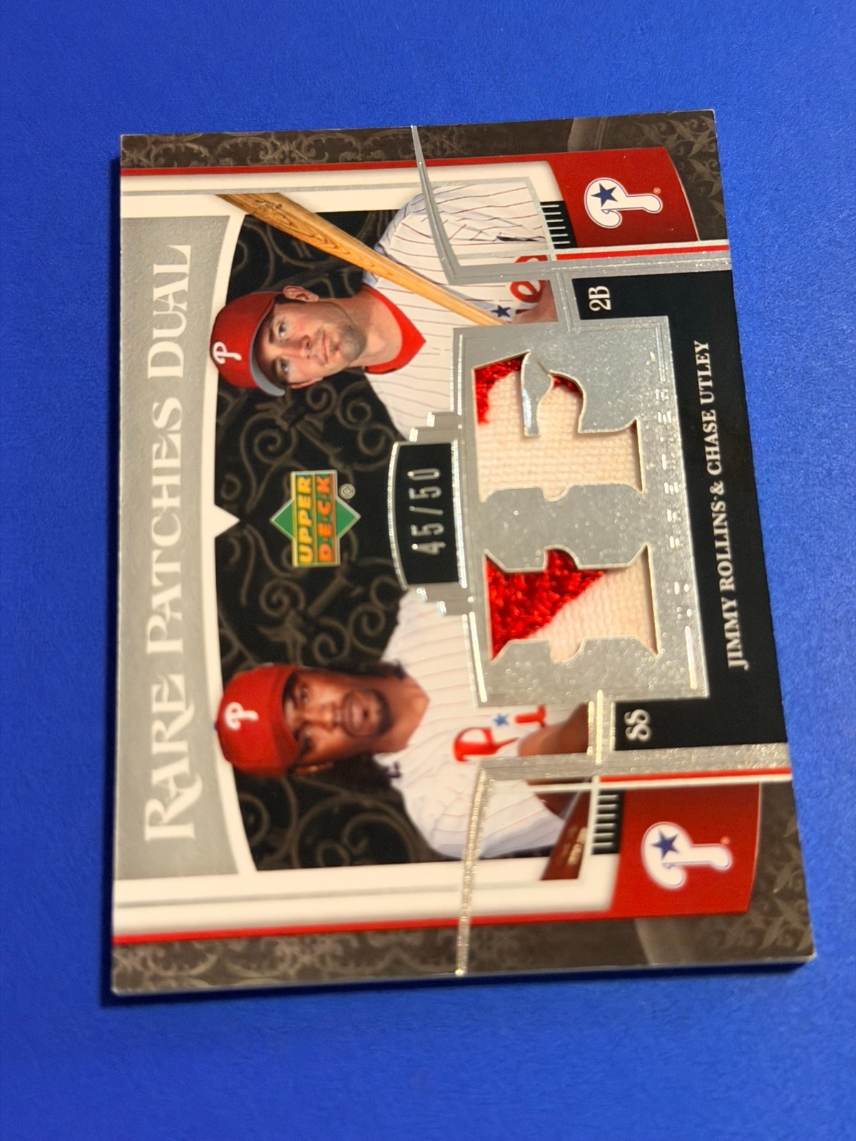 2007 UD Premier - Rare Patches Dual Chase Utley/Jimmy Rollins #RP2-RU 45/50
