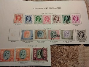 Rhodesia & Nyasaland - 1954 QE2 Set (14 of 15). All High Values. USED. NO DUTY.