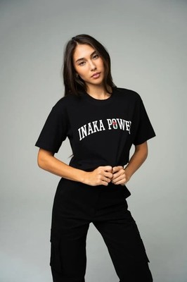 INAKA Power Crop Tee Damen Gym Top - Jungle Script & Rose - XS-XXL
