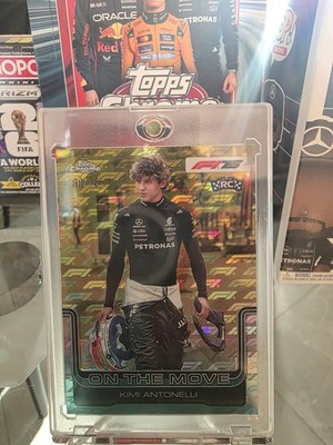 2025 Topps Chrome F1 Kimi Antonelli On The Move F175 Logofractor RC /75 #185 SSP