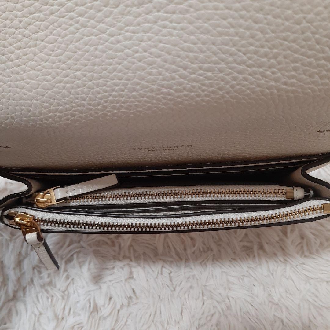 Tory Burch Fragment Case Shoulder Bag 12x20cm Off-White Logo Good Condition thumbnail 9
