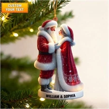 Santa & Mrs Claus Ornament Custom Couple Christmas Gift 2025 Cute Holiday Decor
