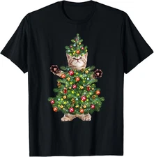 Funny Cat Christmas Tree Xmas Gifts T-Shirt